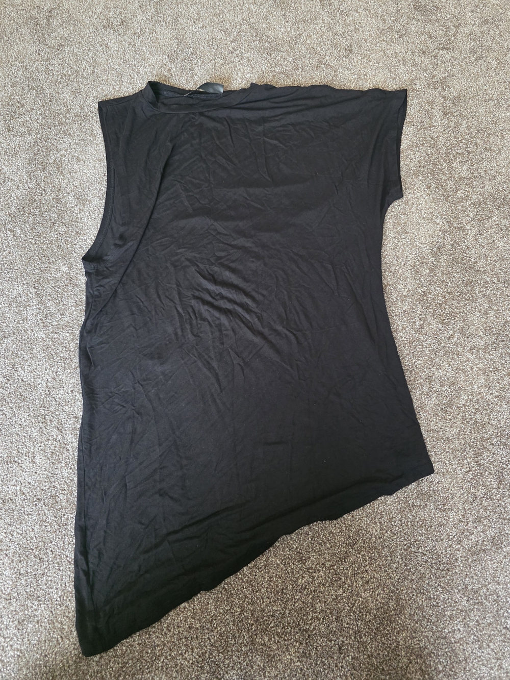 Black Asymmetric Sleeveless Women’s Top